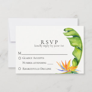熱帯島植物の結婚RSVP 出欠カード