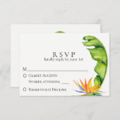熱帯島植物の結婚RSVP 出欠カード (正面/裏面)