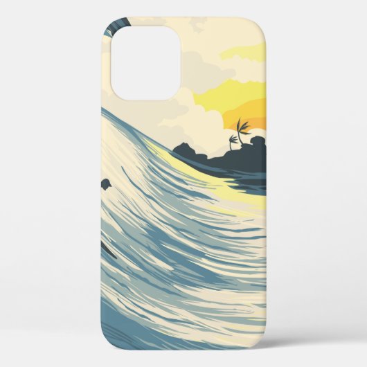 熱帯島波と夕暮れ時のサーファー Case-Mate iPhoneケース (裏面)