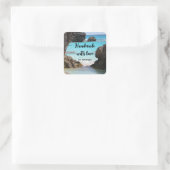 熱帯島海岸の愛の写真で作られる スクエアシール (バッグ)