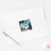 熱帯島海岸の愛の写真で作られる スクエアシール (封筒)