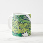 熱帯島葉イラストレーション・ヴィンテージ コーヒーマグカップ (正面左)