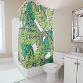 熱帯島葉イラストレーション・ヴィンテージ シャワーカーテン (インサイチュ)