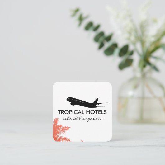 熱帯島飛行機アイコン旅行代理店 スクエア名刺 (スタンド正面)