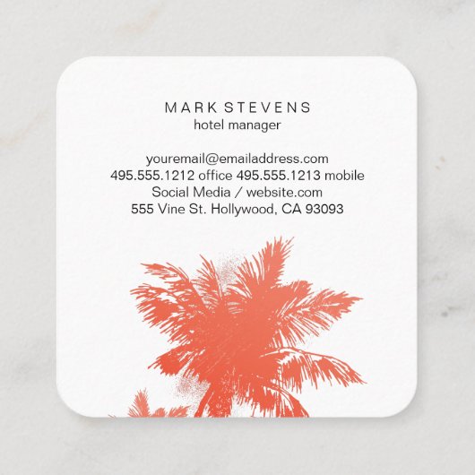 熱帯島飛行機アイコン旅行代理店 スクエア名刺 (裏面)