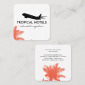 熱帯島飛行機アイコン旅行代理店 スクエア名刺 (正面/裏面)
