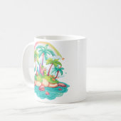 熱帯島 – 椰子の木と虹 コーヒーマグカップ (正面左)