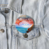 熱帯巡航を結婚している"ビーチテーマ"の新郎 缶バッジ (インサイチュ)