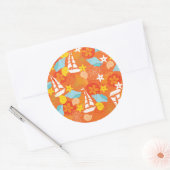 熱帯帆船パターン ラウンドシール (封筒)