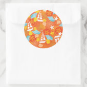 熱帯帆船パターン ラウンドシール (バッグ)