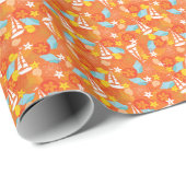 熱帯帆船パターン ラッピングペーパー (ロールコーナー)