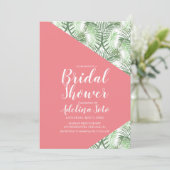 熱帯幾何学パームオアシスピンクブライダルシャワー 招待状 (スタンド正面)