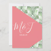 熱帯幾何学パームオアシスピンクブライダルシャワー 招待状 (裏面)