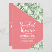 熱帯幾何学パームオアシスピンクブライダルシャワー 招待状 (正面/裏面)