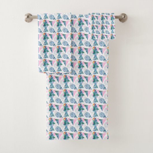 熱帯幾何学的なパターン バスタオルセット (インサイチュ)