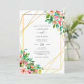 熱帯幾何学的フローラ結婚式招待状 招待状 (スタンド正面)