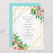 熱帯幾何学的フローラ結婚式招待状 招待状 (正面/裏面)