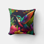 熱帯庭園に浮かぶハチドリ クッション (正面)