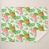 熱帯庭園の水彩模様 シェルパブランケット (正面(横))