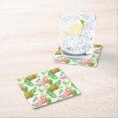 熱帯庭園の水彩模様 スクエアペーパーコースター (インサイチュ)