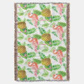 熱帯庭園の水彩模様 スローブランケット (正面縦)