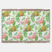 熱帯庭園の水彩模様 スローブランケット (正面)