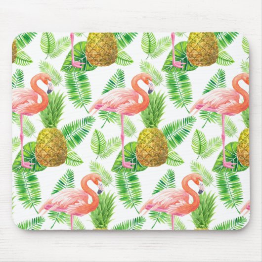 熱帯庭園の水彩模様 マウスパッド (正面)