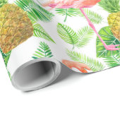 熱帯庭園の水彩模様 ラッピングペーパー (ロールコーナー)