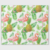 熱帯庭園の水彩模様 ラッピングペーパー (フラット)