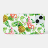 熱帯庭園の水彩模様 iPhone 15ケース (裏面横)