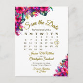 熱帯庭園の結婚式日付カレンダーの保存 案内ポストカード (正面)