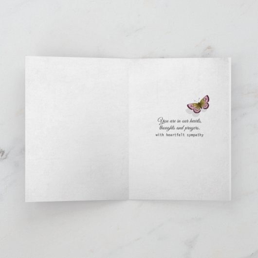 熱帯庭園の蝶のペア悔やみや弔慰 カード (内部)