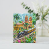 熱帯庭園を抜け出すミニチュア列車 シーズンポストカード (スタンド正面)