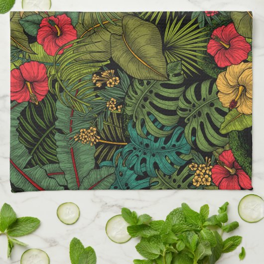 熱帯庭園 キッチンタオル (折り畳み)