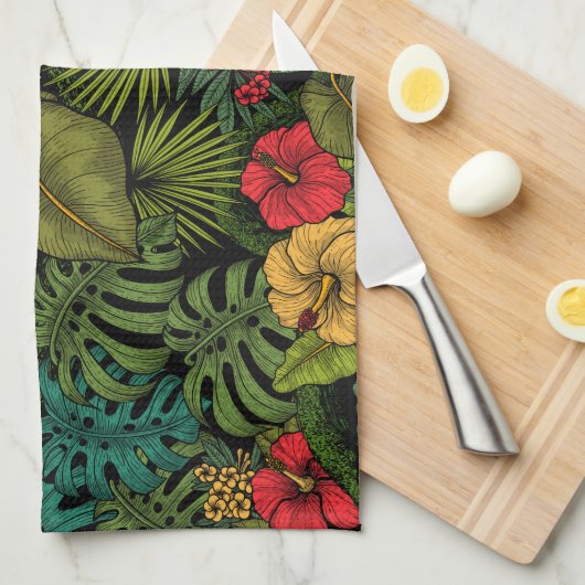 熱帯庭園 キッチンタオル (四つ折り)