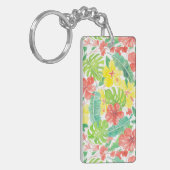 熱帯庭園、ハイビスカスプルメリア、パーム葉 キーホルダー (正面左)