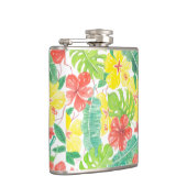 熱帯庭園、ハイビスカスプルメリア、パーム葉 フラスク (右)