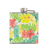 熱帯庭園、ハイビスカスプルメリア、パーム葉 フラスク (裏面)