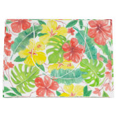 熱帯庭園、ハイビスカスプルメリア、パーム葉 ラージペーパーバッグ (正面)