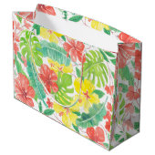 熱帯庭園、ハイビスカスプルメリア、パーム葉 ラージペーパーバッグ (裏面アングル)