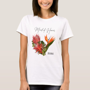 熱帯微風のメイド・オブ・オーナー(花嫁付き添い人)の花の結婚式 Tシャツ