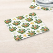 熱帯怠惰パターン スクエアペーパーコースター (アングル)