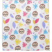 熱帯怠惰及び葉パターン シャワーカーテン (正面)