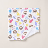 熱帯怠惰及び葉パターン バスタオルセット (ウォッシュタオル)