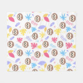 熱帯怠惰及び葉パターン フリースブランケット (正面(横))