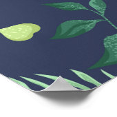 熱帯性のオレンジ葉と花が付いた果実 ポスター (角)