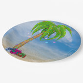 熱帯性のクリスマスパームツリー ペーパープレート (アングル)