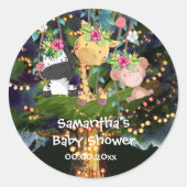 熱帯性のジャングルサファリ動物の木の光 ラウンドシール (正面)