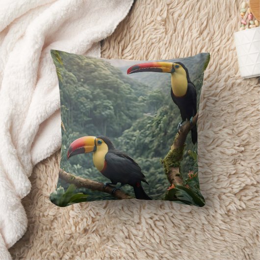 熱帯性のトカンの鳥が二羽 クッション (ブランケット)