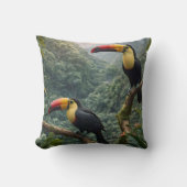 熱帯性のトカンの鳥が二羽 クッション (正面)